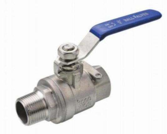 TWO PIECE INTERNAL AND EXTERNAL THREAD BALL VALVE