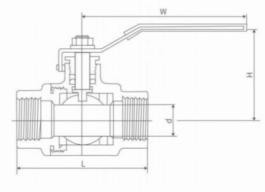 TWO PIECE STAINLESS STEEL INTERNAL THREAD BALL VALVE