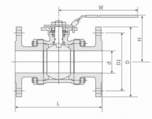 THREE PIECE HIGH PLATFORM FLANGE BALL VALVE