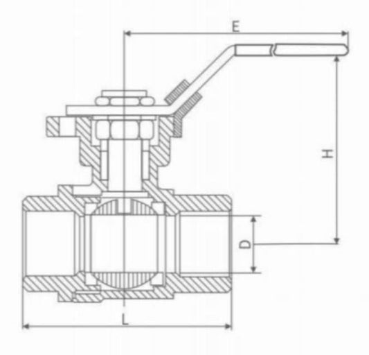 TWO PIECE HIGH PLATFORM FEMALE THREAD BALL VALVE