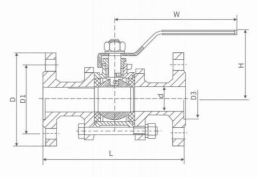 THREE PIECE FLANGE BALL VALVE
