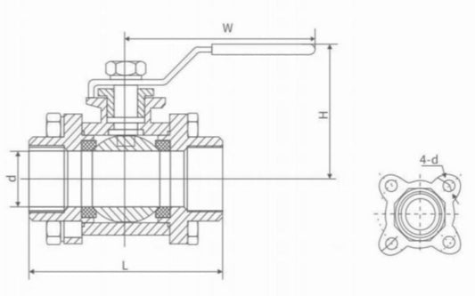 THREE PIECE INTERNAL THREAD BALL VALVE (HEAVY DUTY)