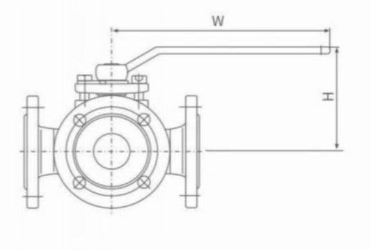 FOUR WAY FLANGE BALL VALVE